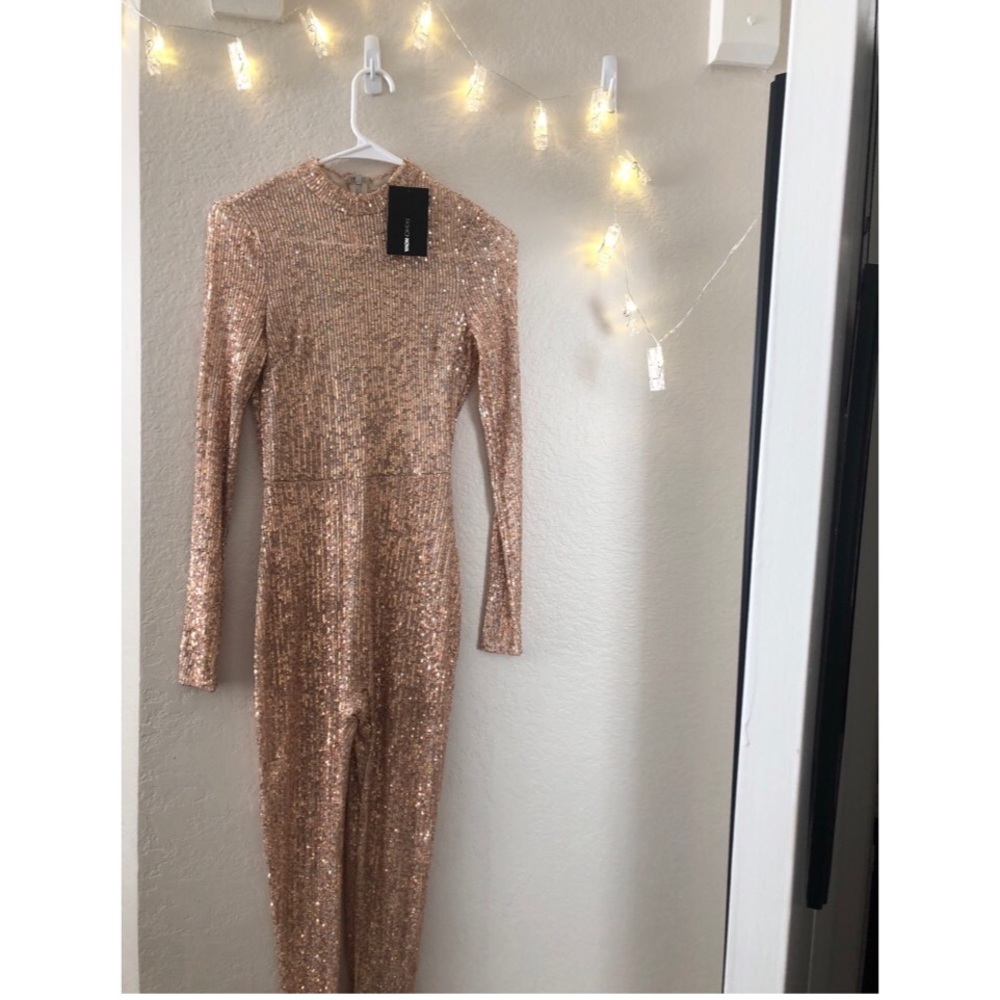 Rose gold sequin jumpsuit